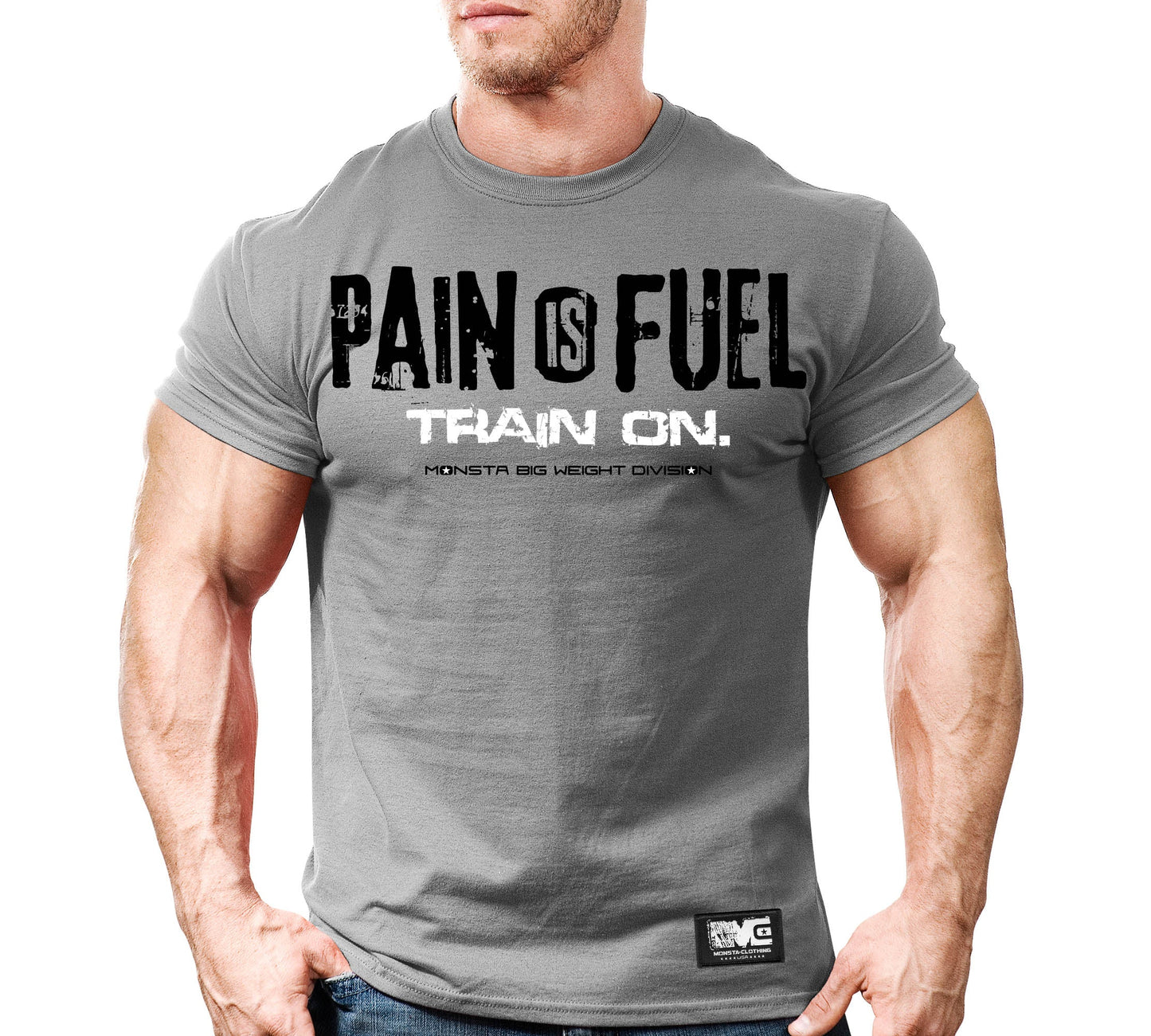 SALE:  Pain is Fuel-Train on.-62: BK-WT