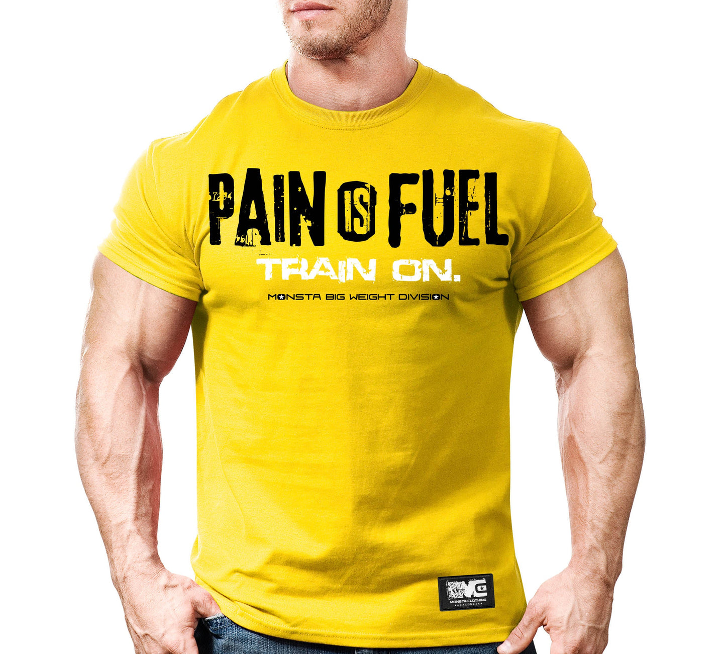 SALE: Pain is Fuel-Train on.-62: BK-WT