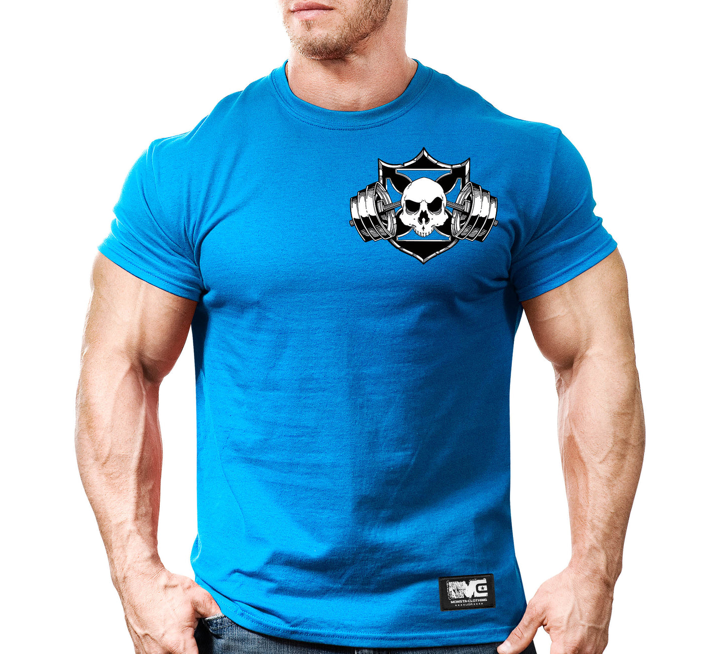 CSS: Skull-Shield-Barbell-BK-WT-GY-Left-65