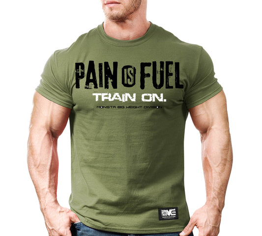 SALE:  Pain is Fuel-Train on.-62: BK-WT